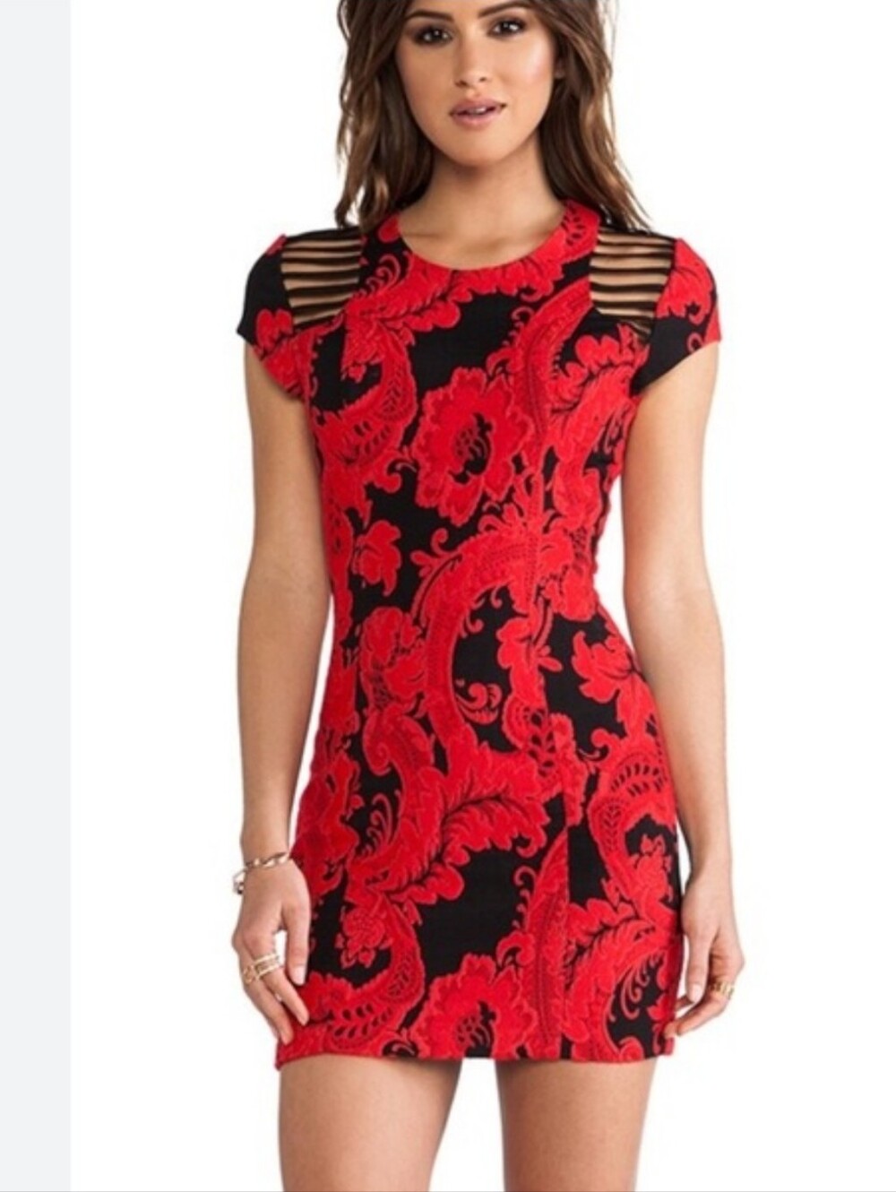 Parker Red And Black Bodycon Mini Dress
